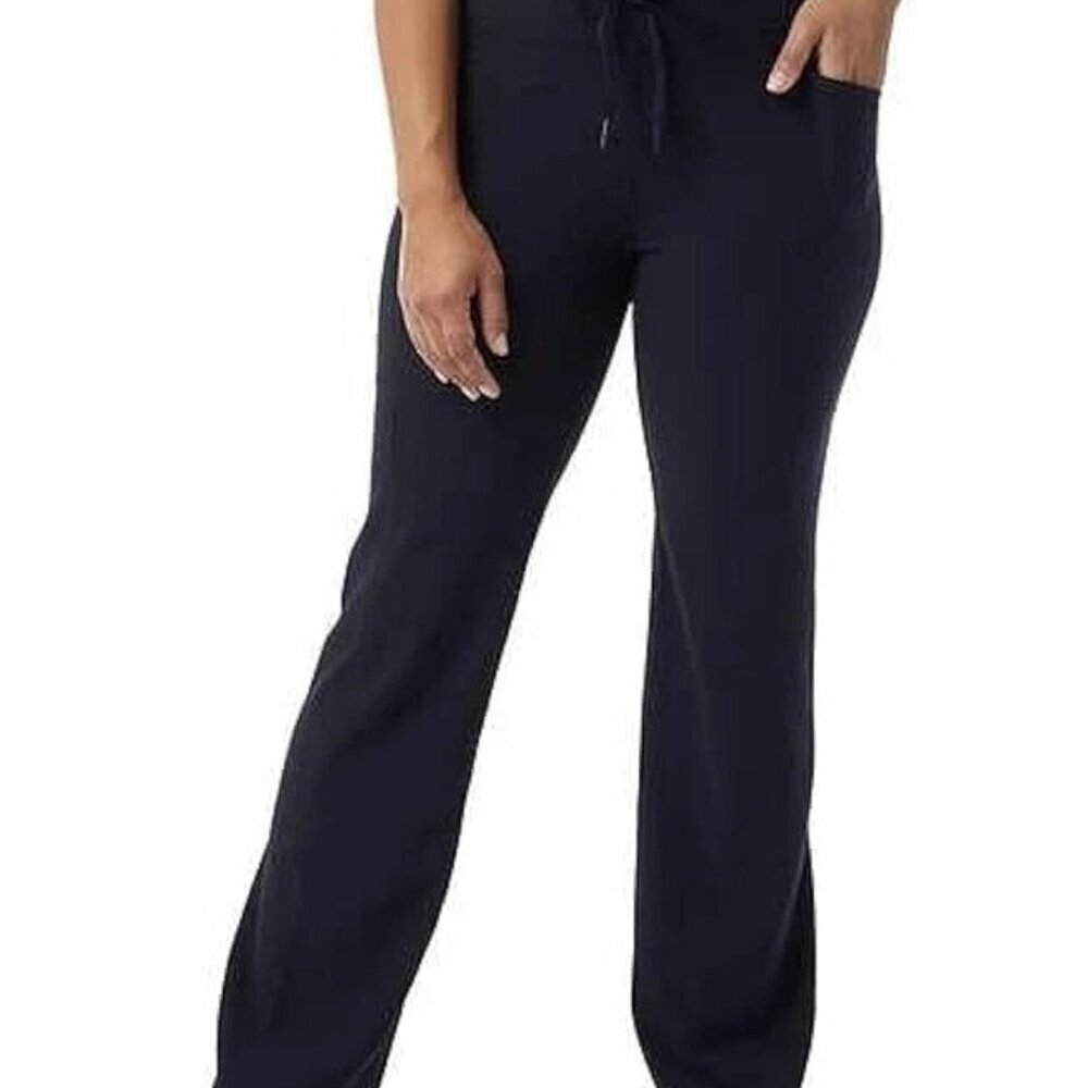 NEW 32 Degrees Cool Women's XS Active Flare Pants Black Ribbed Stretch Pocket